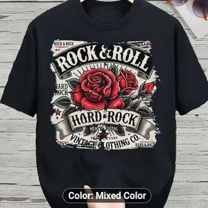 Rock & Roll Graphic Tee in Black and Red